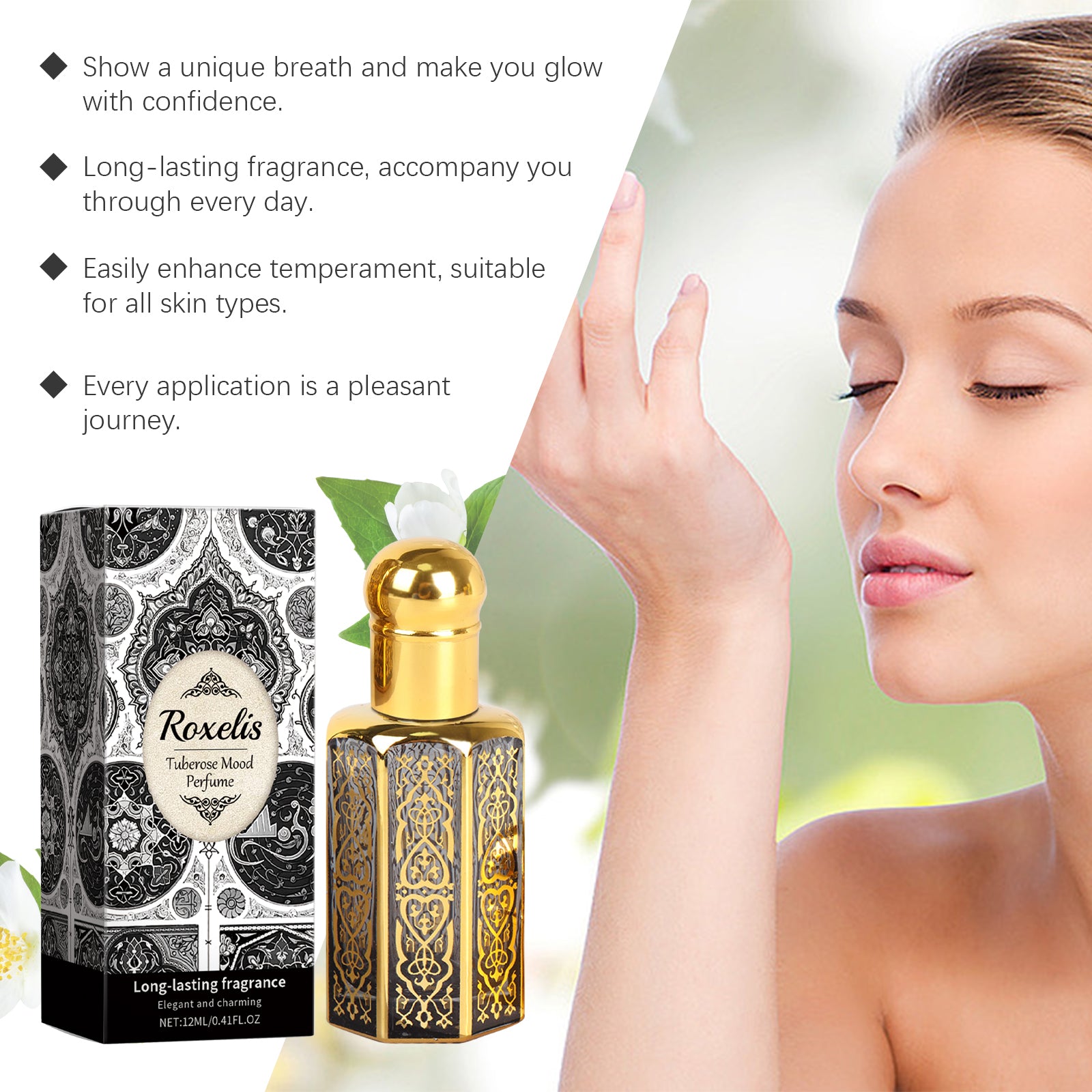 Roxelis Arabian Style Perfume Evening Fragrance Natural Fresh Light Elegant Fragrance Keep Fragrance Portable Exudes Charm Perfume