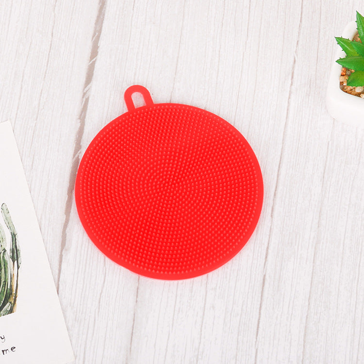Multifunctional Silicone Dishwashing Brush Creative Round Dish Towel Kitchen Decontamination Cleaning Brush Insulation Pad Rag Dishcloth