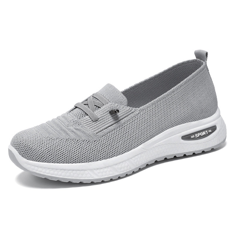 Summer flat bottomed shallow mouth walking shoes fly woven breathable lazy shoes one foot sole shoes