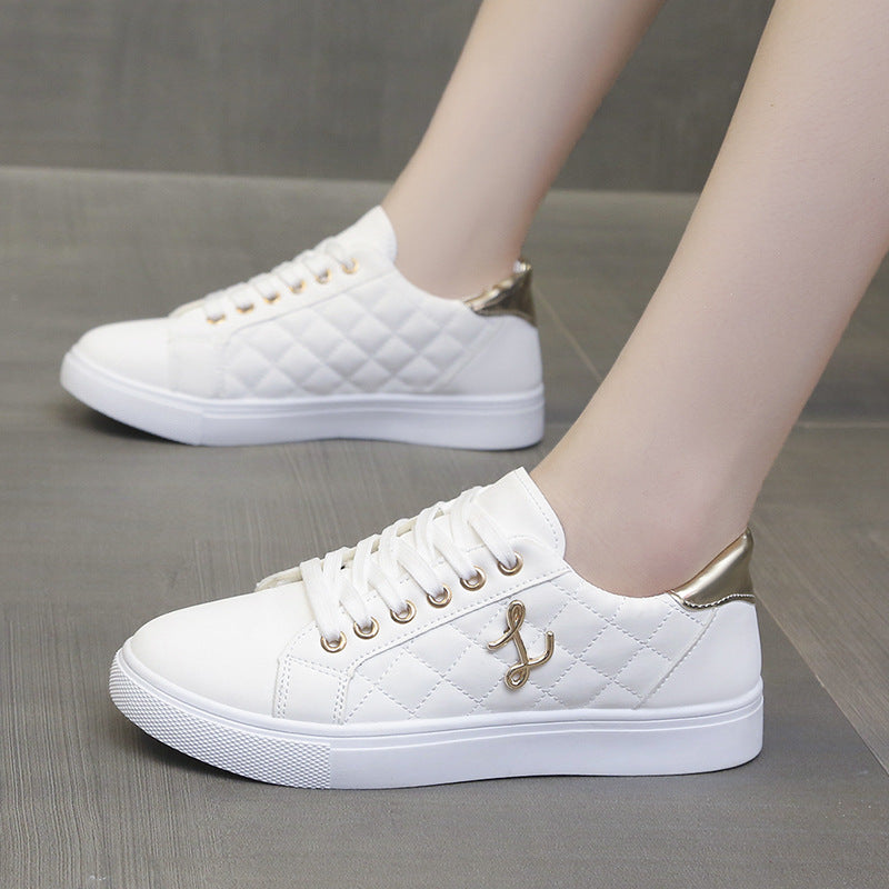 Little white shoes for women, lightweight, simple, fashionable, low top, flat bottom, versatile, women's trendy sports shoes