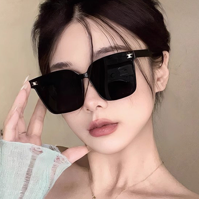 Advanced sunglasses for women, trendy internet celebrity sunglasses, UV resistant sunglasses, big face, slimming effect