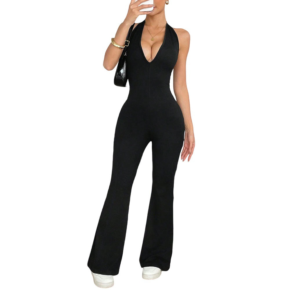 European and American hollow back tight fitting jumpsuit
