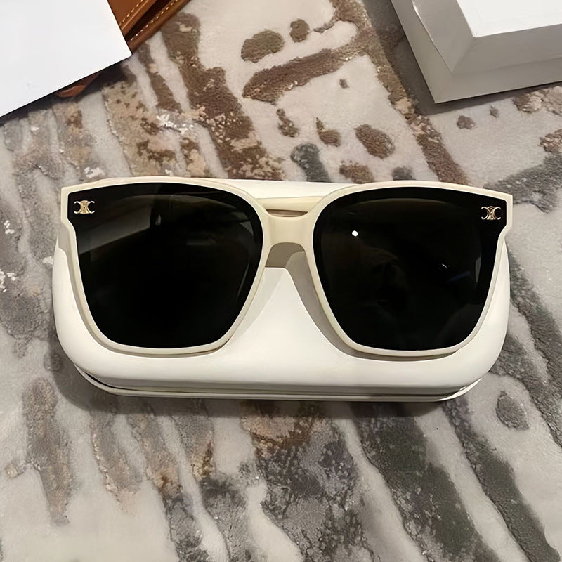 Advanced sunglasses for women, trendy internet celebrity sunglasses, UV resistant sunglasses, big face, slimming effect