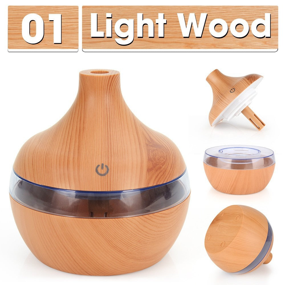 Wood grain humidifier colorful night light Aromatreatment machine atomizer usb home humidifier Water refill meter Desktop humidi