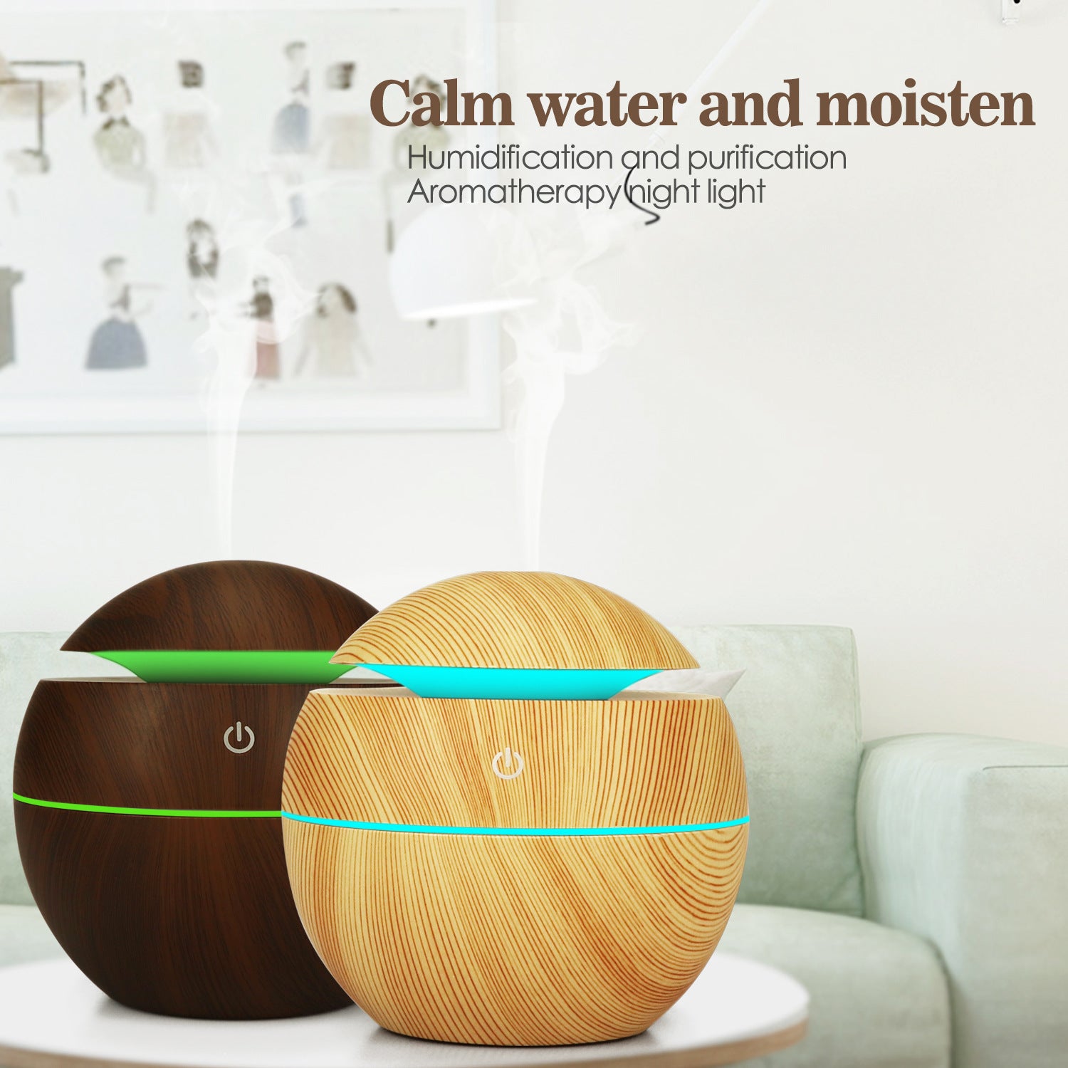 5V USB Mushroom Humidifier Ultrasonic Aromatherapy Machine Colorful Household Ball Humidifier Wood Grain USB Humidifier
