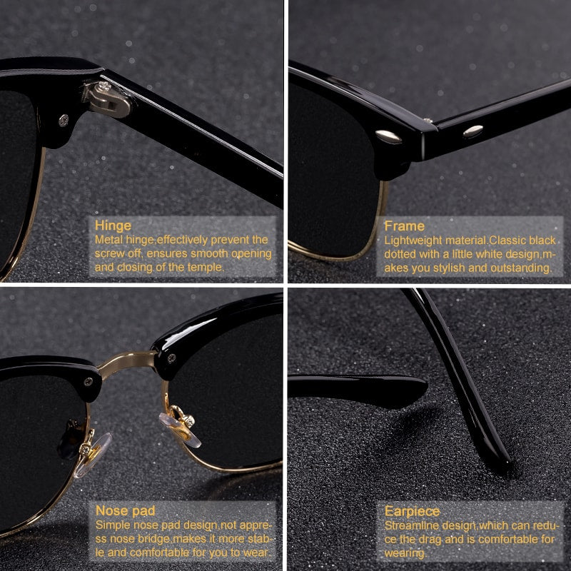 Semi Rimless Polarized Sunglasses Men Women Brand Designer Half Frame Sun Glasses Classic Oculos De Sol UV400