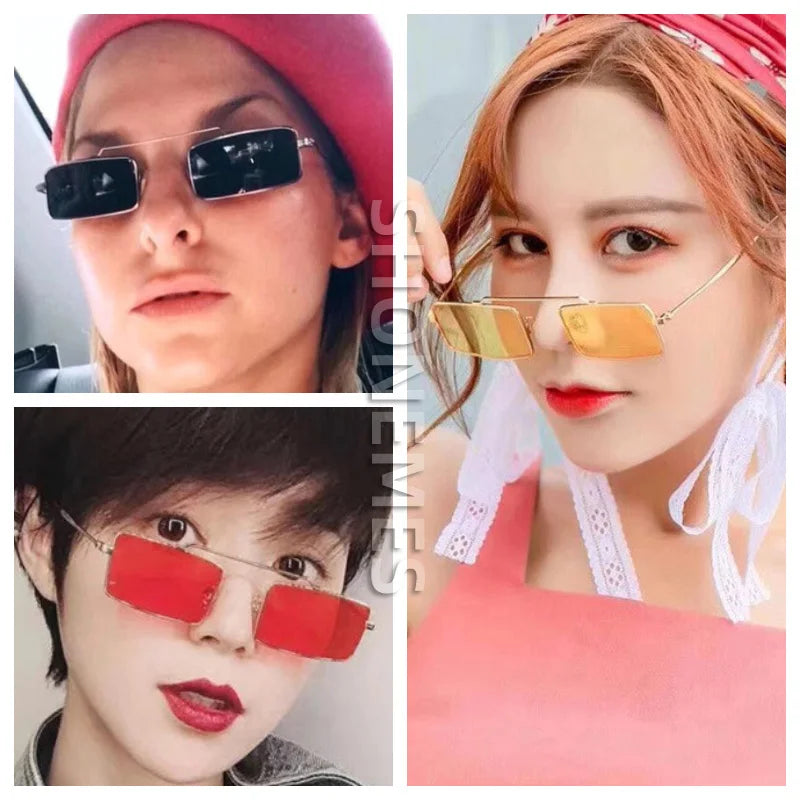 Rectangle Women's Sunglasses Single Bridge Sun Glasses Vintage Design Tiny Frame Shades Oculos De Sol for Ladies