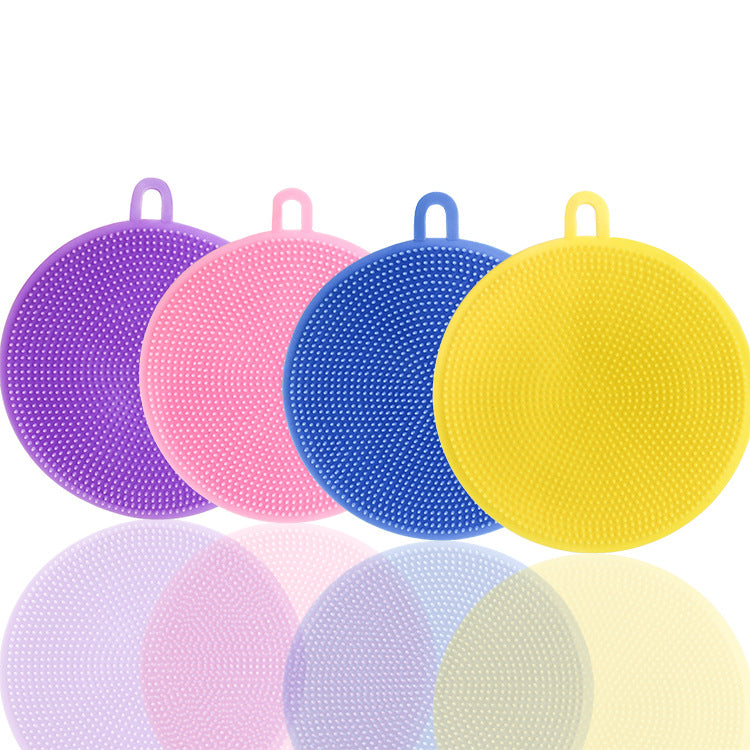 Multifunctional Silicone Dishwashing Brush Creative Round Dish Towel Kitchen Decontamination Cleaning Brush Insulation Pad Rag Dishcloth