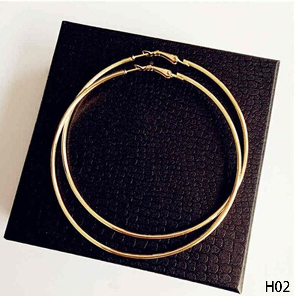Personality Super Big Circles Hoop Earrings For Women Fashion Gold Silver Color Jewelry Trendy Retro Big Round Circle Earrings