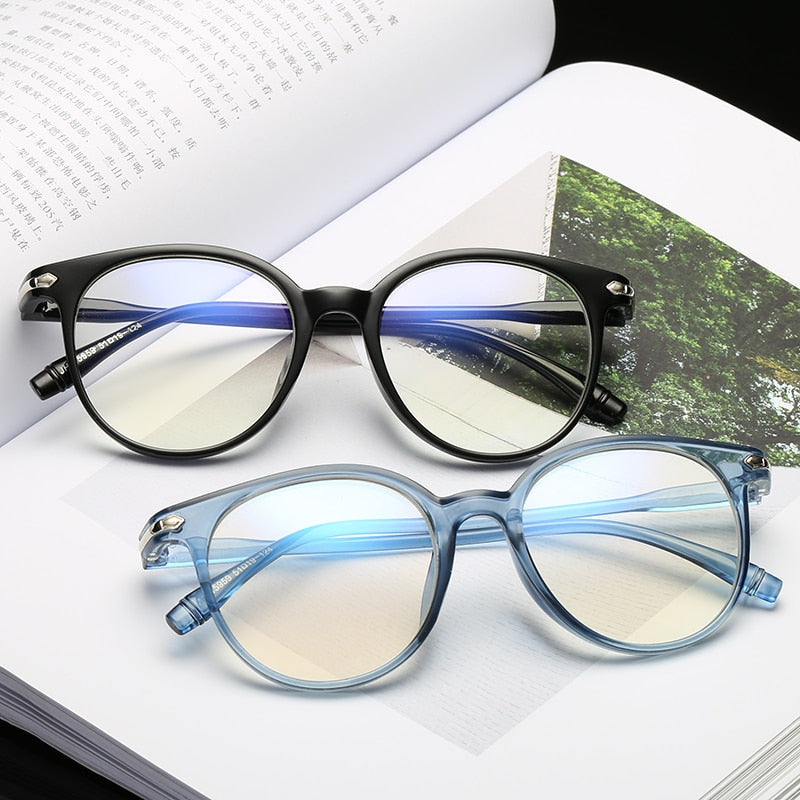 Women Glasses Frame Men Anti Blue Light Eyeglasses Frame Vintage Round Clear Lens Glasses Optical Spectacle Frame