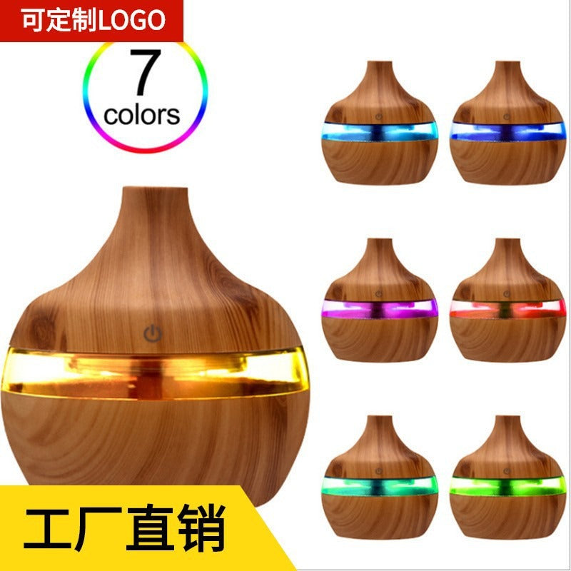 Wood grain humidifier colorful night light Aromatreatment machine atomizer usb home humidifier Water refill meter Desktop humidi