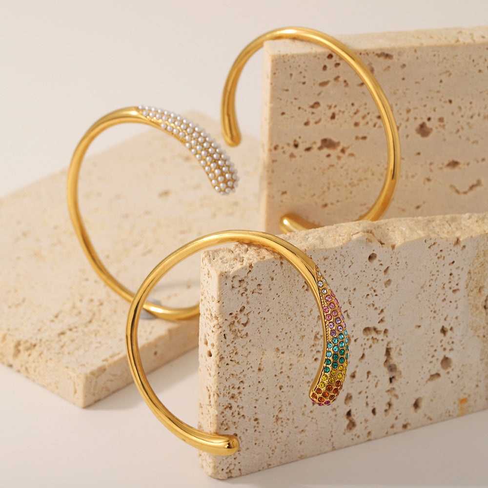 Colorful zirconium full diamond high-end fashion stainless steel casting bracelet bracelet bracelet accessories