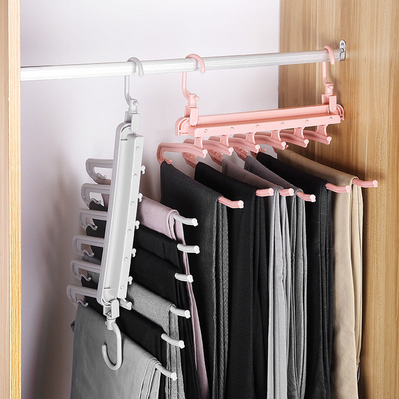 Folding Multi-Functional Multi-Layer Trousers Rack Trousers Hanger Household Magic Trousers Clip Wardrobe Storage Trousers Hanger
