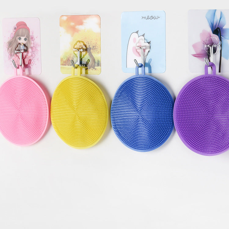 Multifunctional Silicone Dishwashing Brush Creative Round Dish Towel Kitchen Decontamination Cleaning Brush Insulation Pad Rag Dishcloth