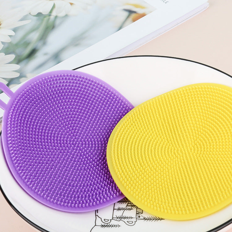 Multifunctional Silicone Dishwashing Brush Creative Round Dish Towel Kitchen Decontamination Cleaning Brush Insulation Pad Rag Dishcloth