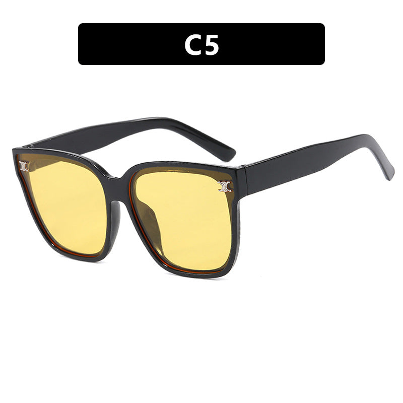 Advanced sunglasses for women, trendy internet celebrity sunglasses, UV resistant sunglasses, big face, slimming effect