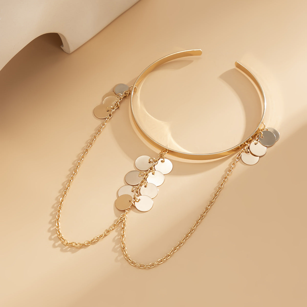 Ethnic style, personalized metal iron chain, arm chain, niche, simple, open-ended arm bracelet, arm ring, female