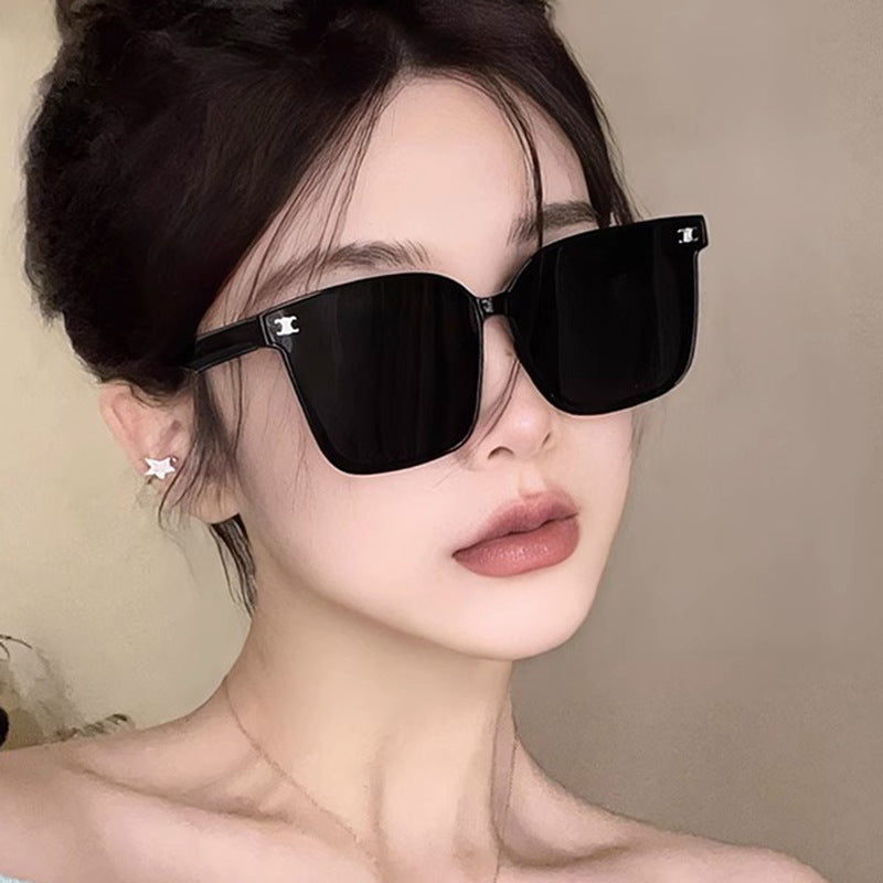 Advanced sunglasses for women, trendy internet celebrity sunglasses, UV resistant sunglasses, big face, slimming effect