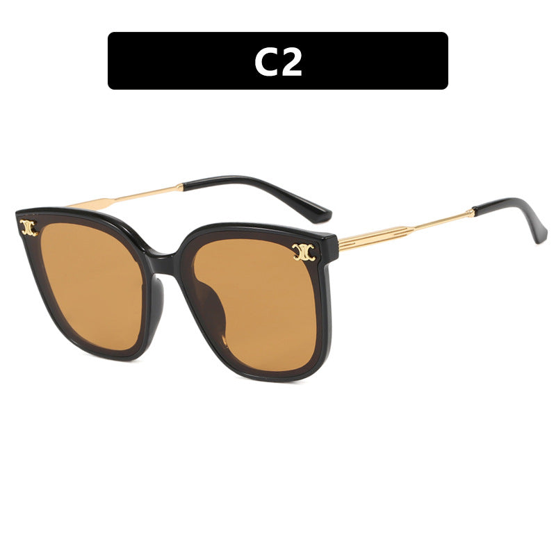 Square frame internet famous women's sunglasses with UV protection for street photography, slimming sunglasses