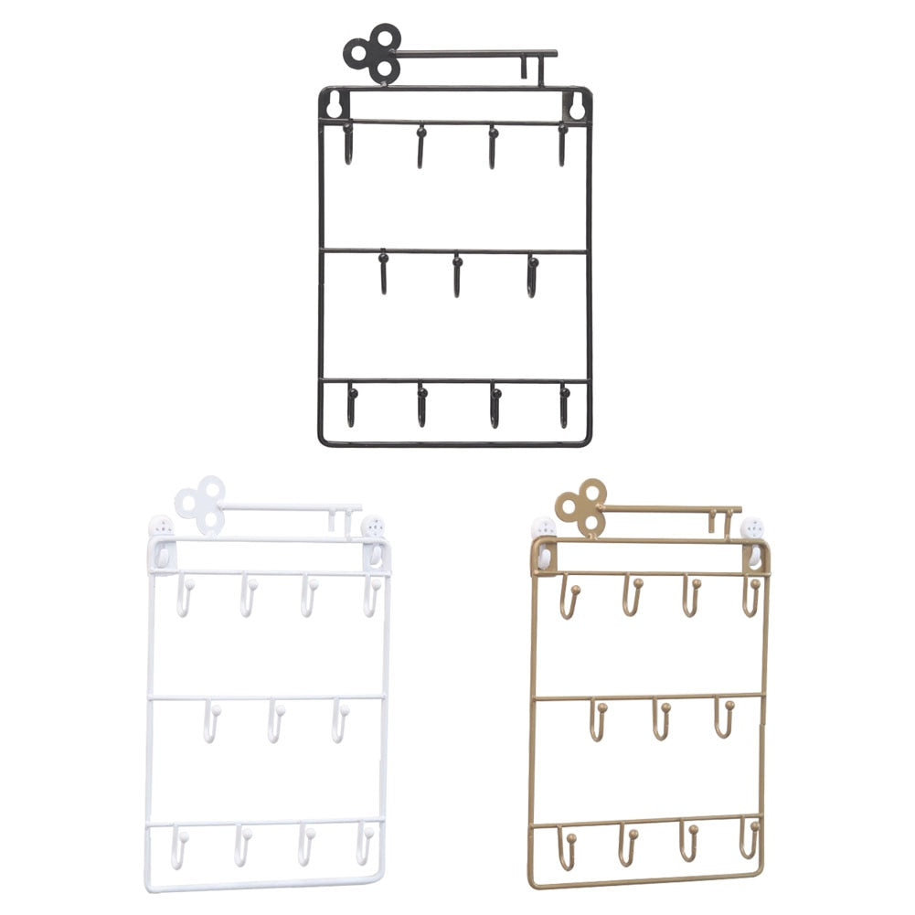 Modern Style Iron Wall Mounted 11 Hangers Hooks Key Holder Coat Hat Storage Rack Practical Cloth / Keys Hooks