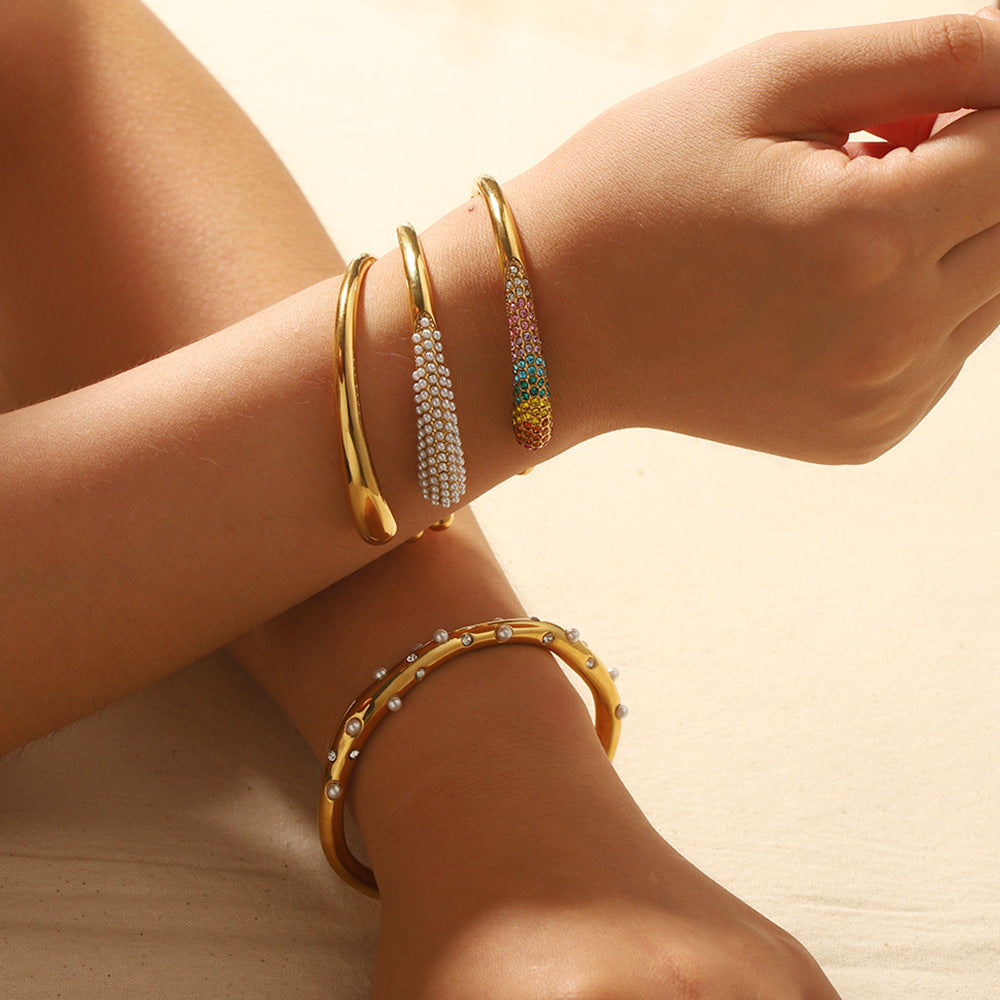 Colorful zirconium full diamond high-end fashion stainless steel casting bracelet bracelet bracelet accessories