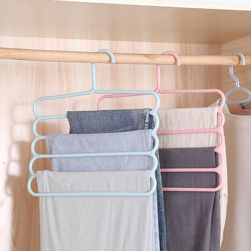Colored Non-Slip Multi-Layer Trouser Racks Multifunctional Wardrobe 5-Layer Hanging Trousers Hangers
