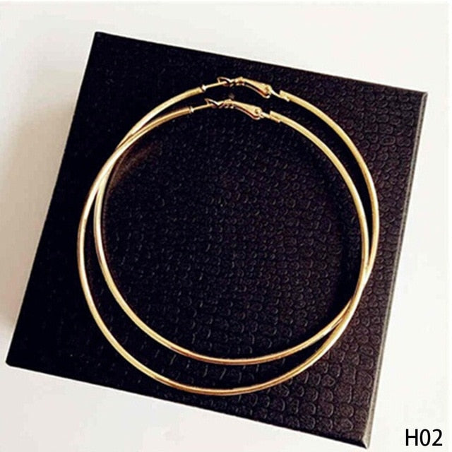 Personality Super Big Circles Hoop Earrings For Women Fashion Gold Silver Color Jewelry Trendy Retro Big Round Circle Earrings