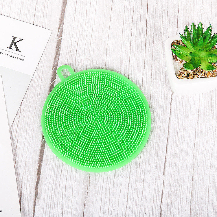 Multifunctional Silicone Dishwashing Brush Creative Round Dish Towel Kitchen Decontamination Cleaning Brush Insulation Pad Rag Dishcloth