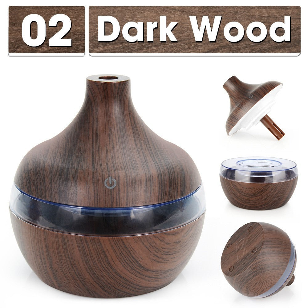 Wood grain humidifier colorful night light Aromatreatment machine atomizer usb home humidifier Water refill meter Desktop humidi