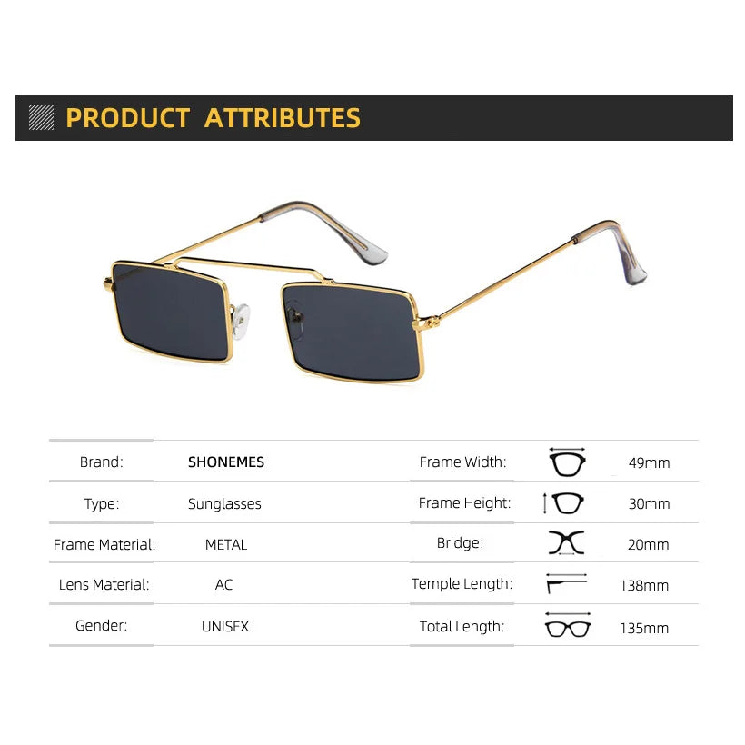 Rectangle Women's Sunglasses Single Bridge Sun Glasses Vintage Design Tiny Frame Shades Oculos De Sol for Ladies