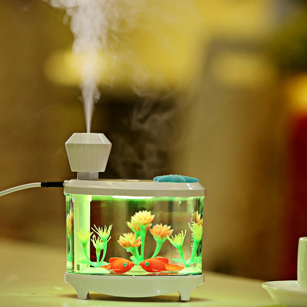KLN-039 460ml Fish Tank Essential Oil Diffuser Air Mist Humidifier with Whisper-quiet Operation Portable USB Changing LED Lights