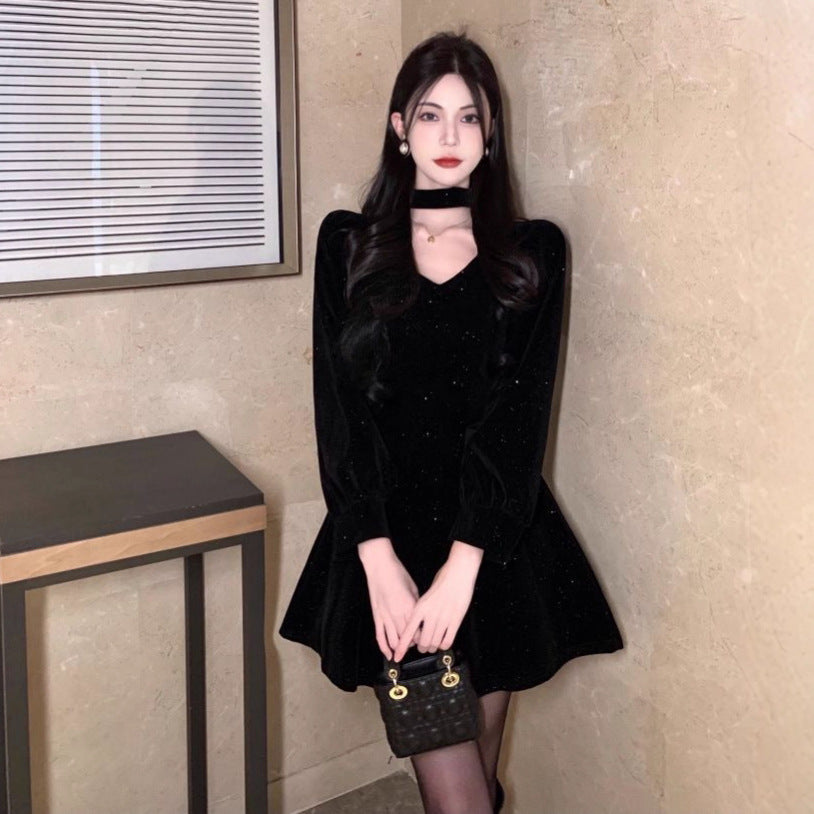 Chic Little Black Dress Women New Year Party Dress Slim Fit Slip Dress