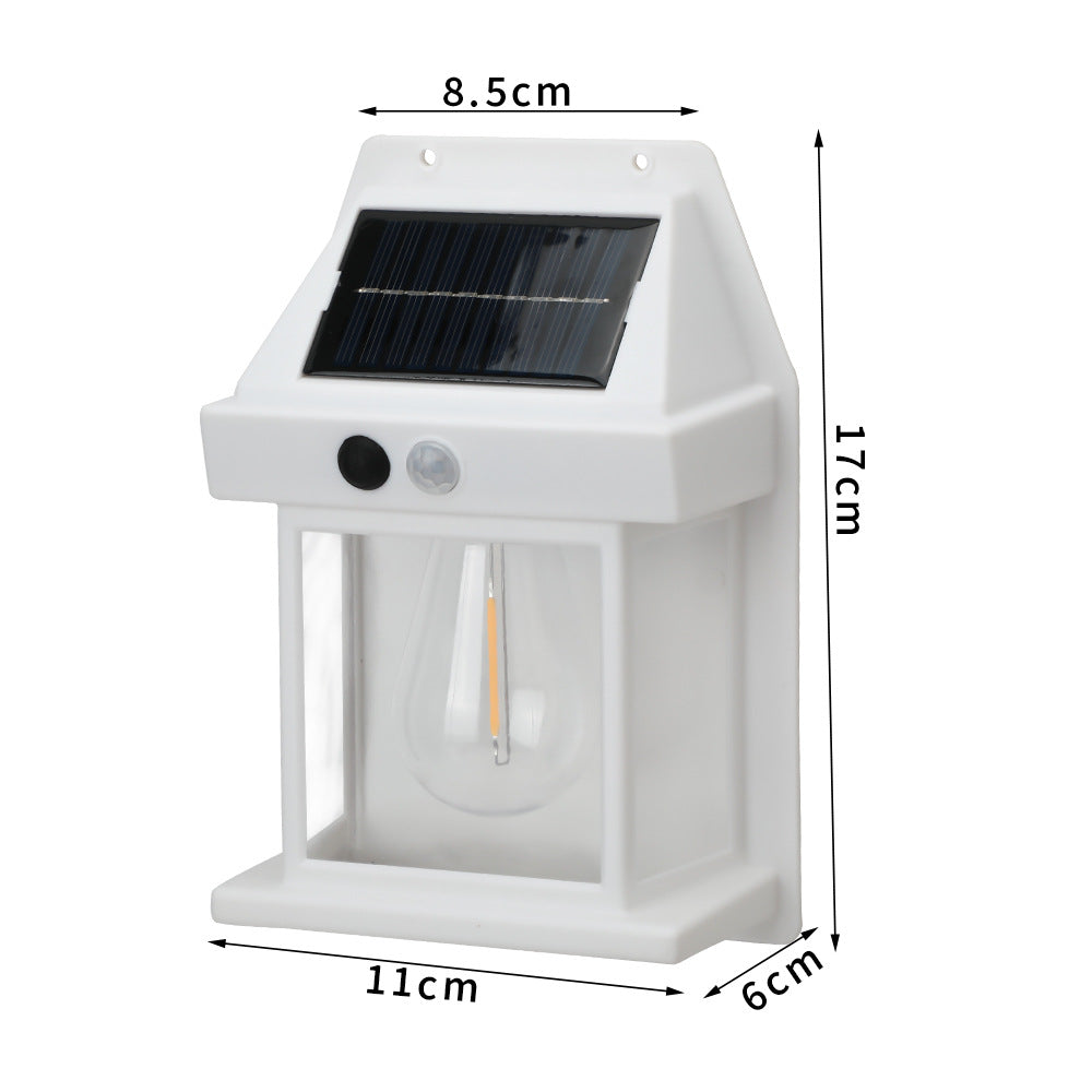 Solar tungsten filament lamp outdoor courtyard wall lamp human body sensing road lamp