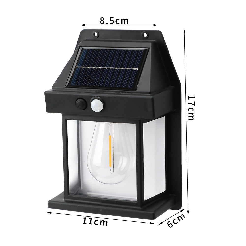 Solar tungsten filament lamp outdoor courtyard wall lamp human body sensing road lamp