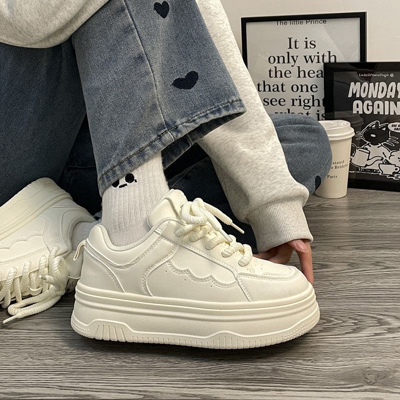 Ins trendy versatile bread shoes niche casual white shoes for students