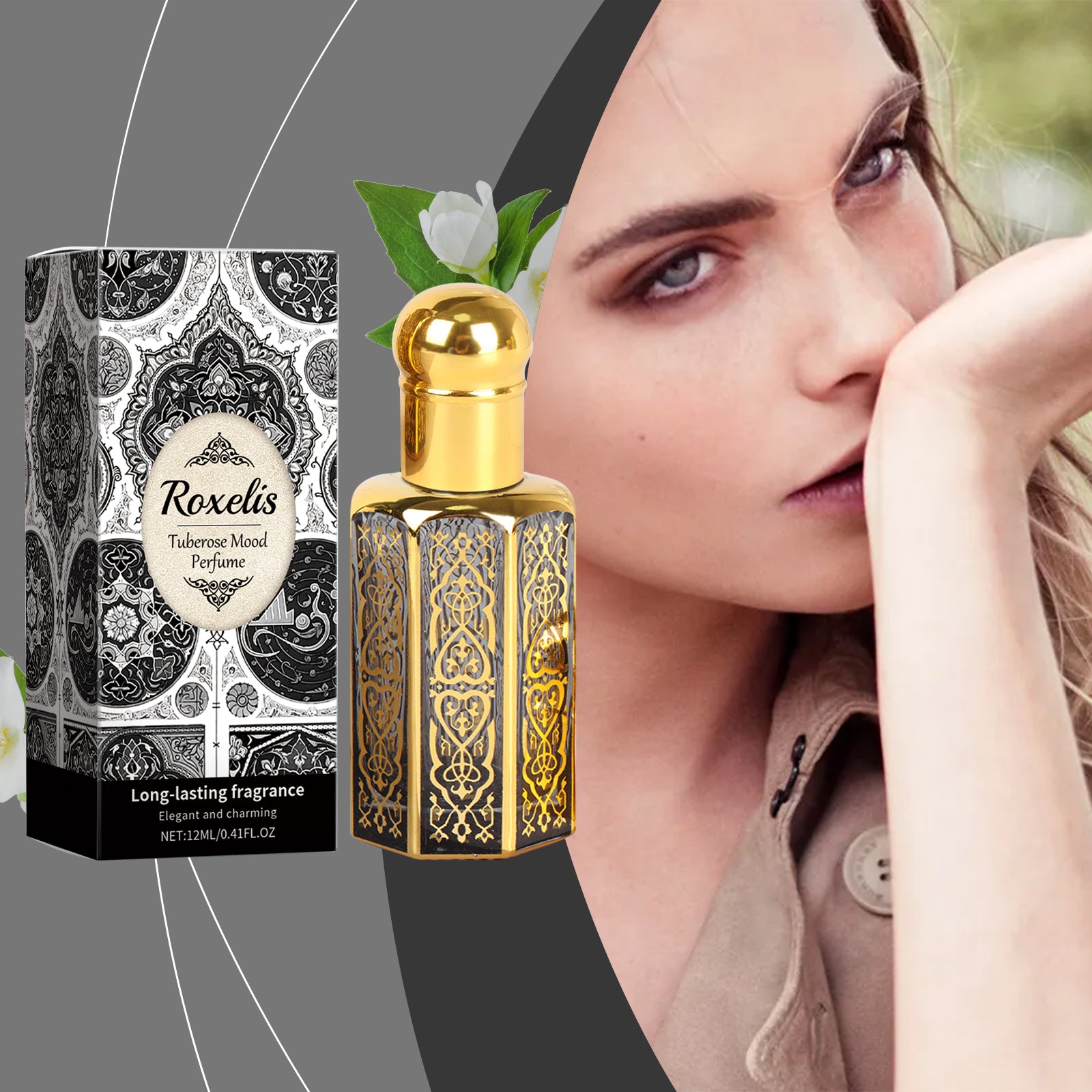 Roxelis Arabian Style Perfume Evening Fragrance Natural Fresh Light Elegant Fragrance Keep Fragrance Portable Exudes Charm Perfume