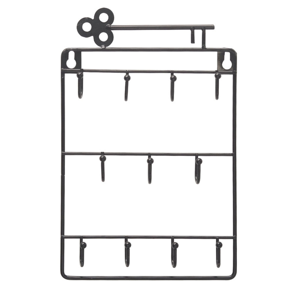 Modern Style Iron Wall Mounted 11 Hangers Hooks Key Holder Coat Hat Storage Rack Practical Cloth / Keys Hooks