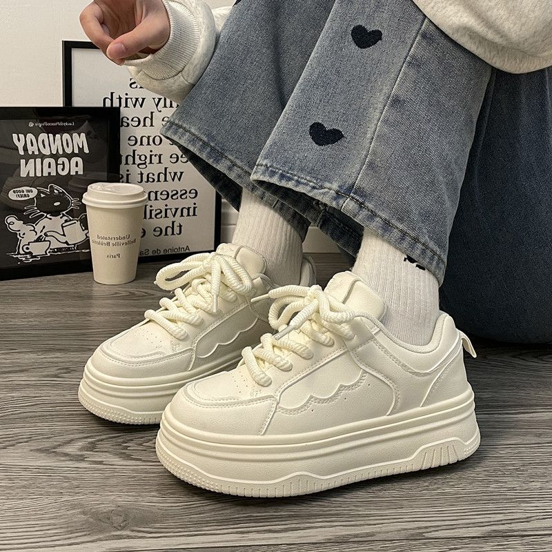 Ins trendy versatile bread shoes niche casual white shoes for students