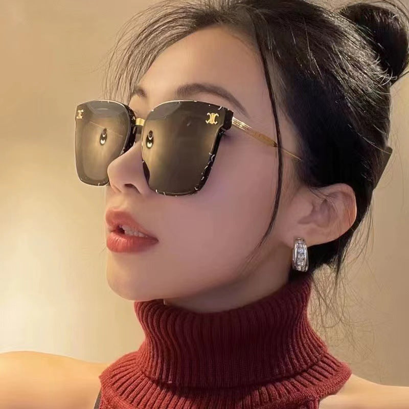 Square frame internet famous women's sunglasses with UV protection for street photography, slimming sunglasses
