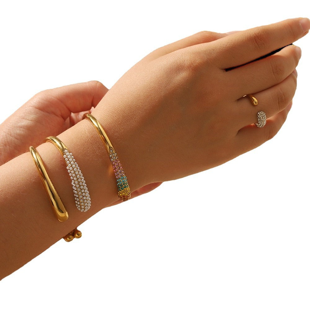 Colorful zirconium full diamond high-end fashion stainless steel casting bracelet bracelet bracelet accessories