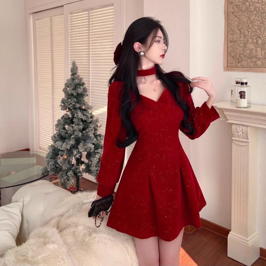 Chic Little Black Dress Women New Year Party Dress Slim Fit Slip Dress