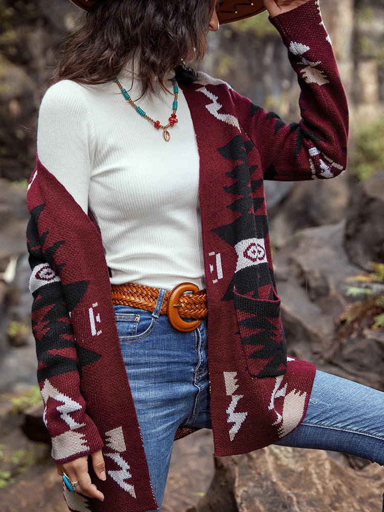 Autumn And Winter New Women's Cardigan Christmas Loose Casual Long-Sleeved Sweater Women