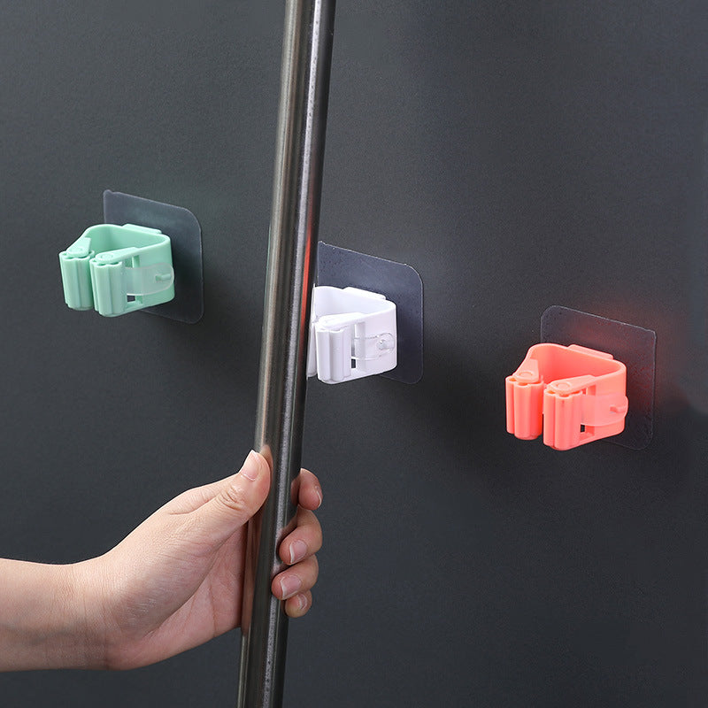 Mop Hook Wall Buckle Free Punch Broom Storage Artifact Strong Viscose Bathroom Fixed Hanger Mop Clip