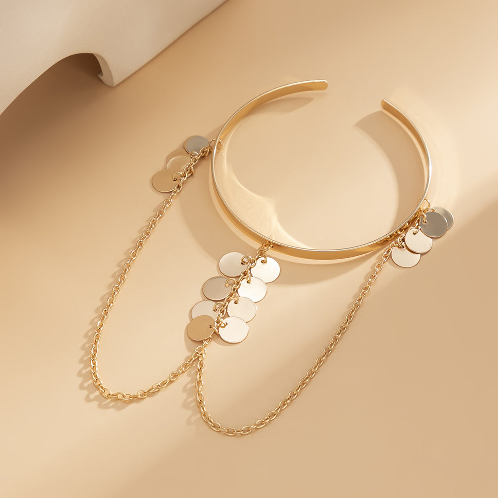 Ethnic style, personalized metal iron chain, arm chain, niche, simple, open-ended arm bracelet, arm ring, female