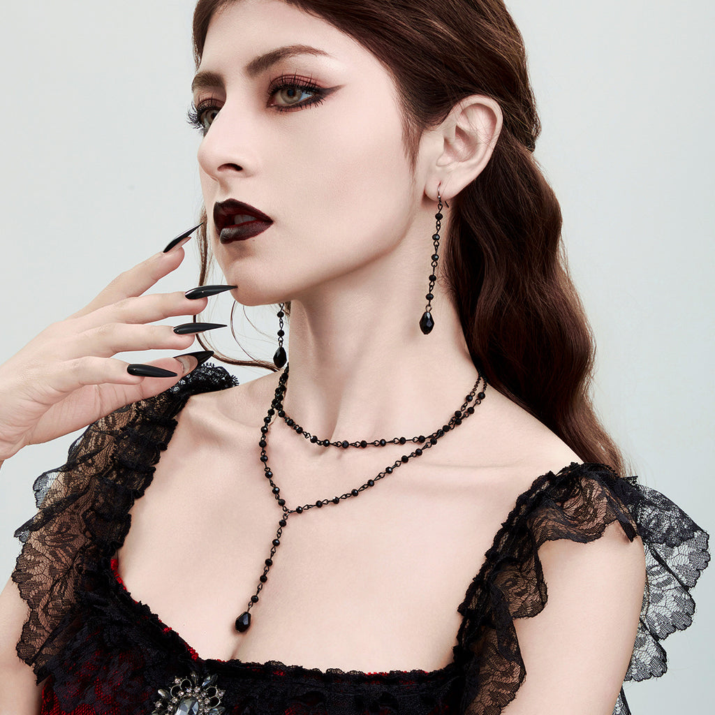 Cold style multi-layer imitation crystal collarbone chain, fashionable and personalized bead necklace choker