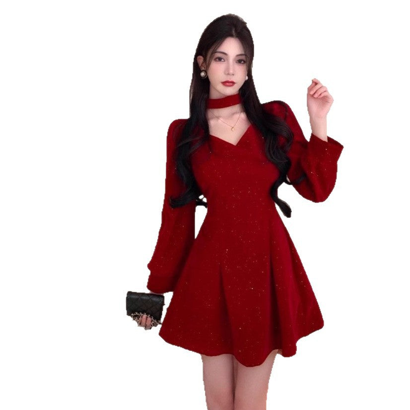 Chic Little Black Dress Women New Year Party Dress Slim Fit Slip Dress